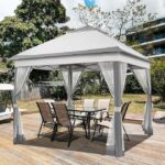 Yaheetech 11×11 Pop Up Gazebo Outdoor Canopy Shelter, Instant Patio Gazebo Sun Shade Canopy Tent with 4 Sandbags, 2 Tiers Roof & Mesh Netting for Lawn, Garden, Backyard & Deck, Gray - Image 5