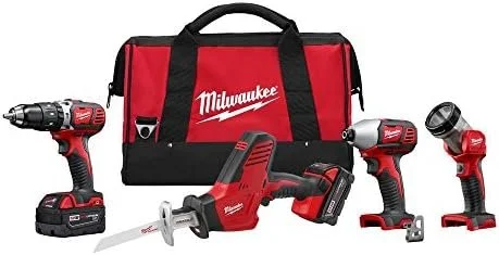 B004IZ8KCI-0-1756234189465-1-1 Milwaukee 2695-24 M18 18V Cordless Power Tool Combo Kit with Hammer Drill, Impact Driver, Reciprocating Saw, and Work Light (2 Batteries, Charger, and Tool Case Included) - Image 1