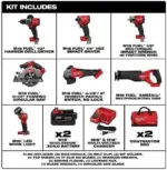 Milwaukee M18 FUEL 18V Lithium-Ion Brushless Cordless Combo Kit with Two 5.0 Ah Batteries, 1 Charger, 2 Tool Bags (7-Tool) - Image 3