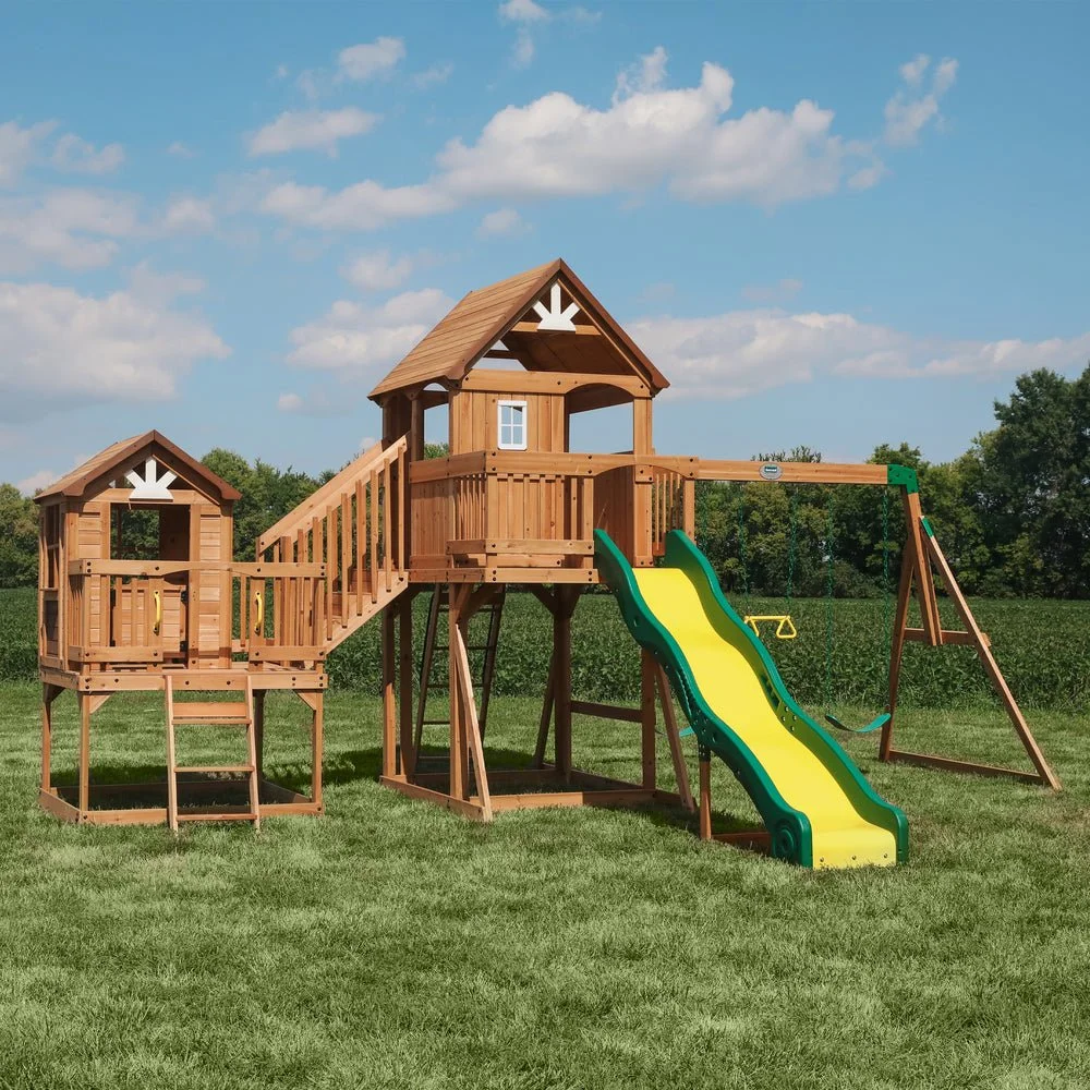 P1_Malibu-Hero1_a864b37a-cf3c-4db4-add5-3810c403cd35-1-1 Backyard Discovery Malibu Cedar Swing Set - Image 1