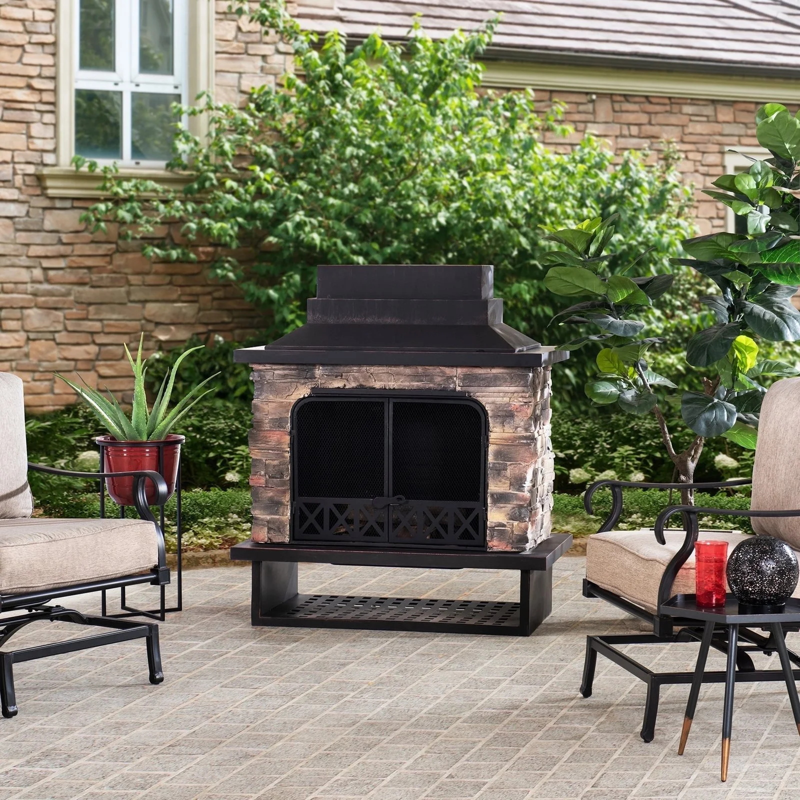 a1-292-1-1 Sunjoy Farmington Wood Burning Fireplaces. - Image 1