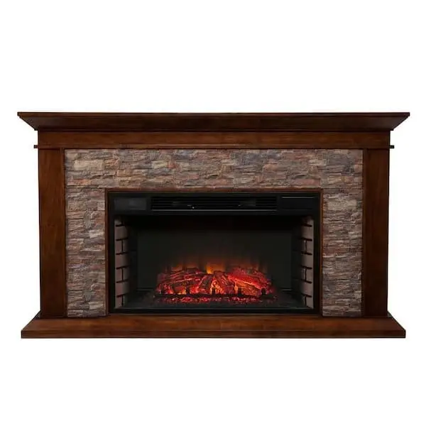 a1-306-1-1 Unbranded Null Ithaca 60 In. W Simulated Stone Electrics Fireplaces - Image 1