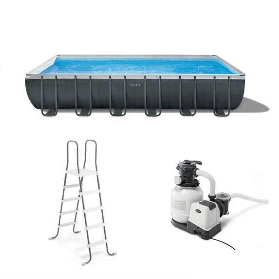 a1-317-1-1 Intex 24′ x 12′ x 52″ Ultra XTR Rectangular Frame Swimming Pool Set + Pumps - Image 1