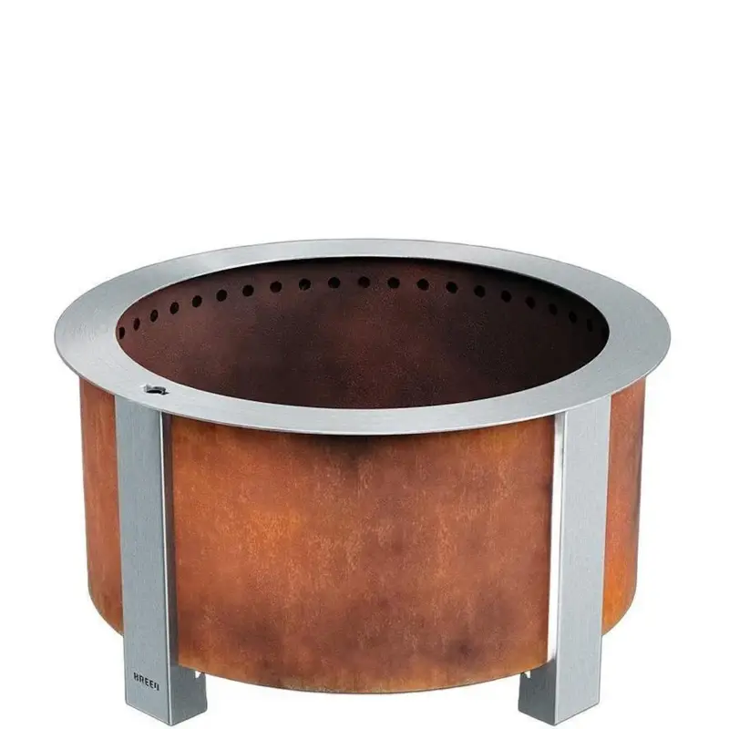c1-7-1-1-1 X Series 28 Inch Round Cortens Steels Wood-Burning Fire Pit in Stainless Steel by Breeo - Image 1