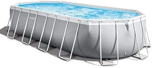 d1-12-1-1 INTEX 26797EH Prism Frame Premium Oval Above Ground Swimming Pool Set: 20ft x 10ft x 48in – Includes 1500 GPH Cartridge Filter Pump – Removable Ladder – Pool Cover – Ground Cloths - Image 1