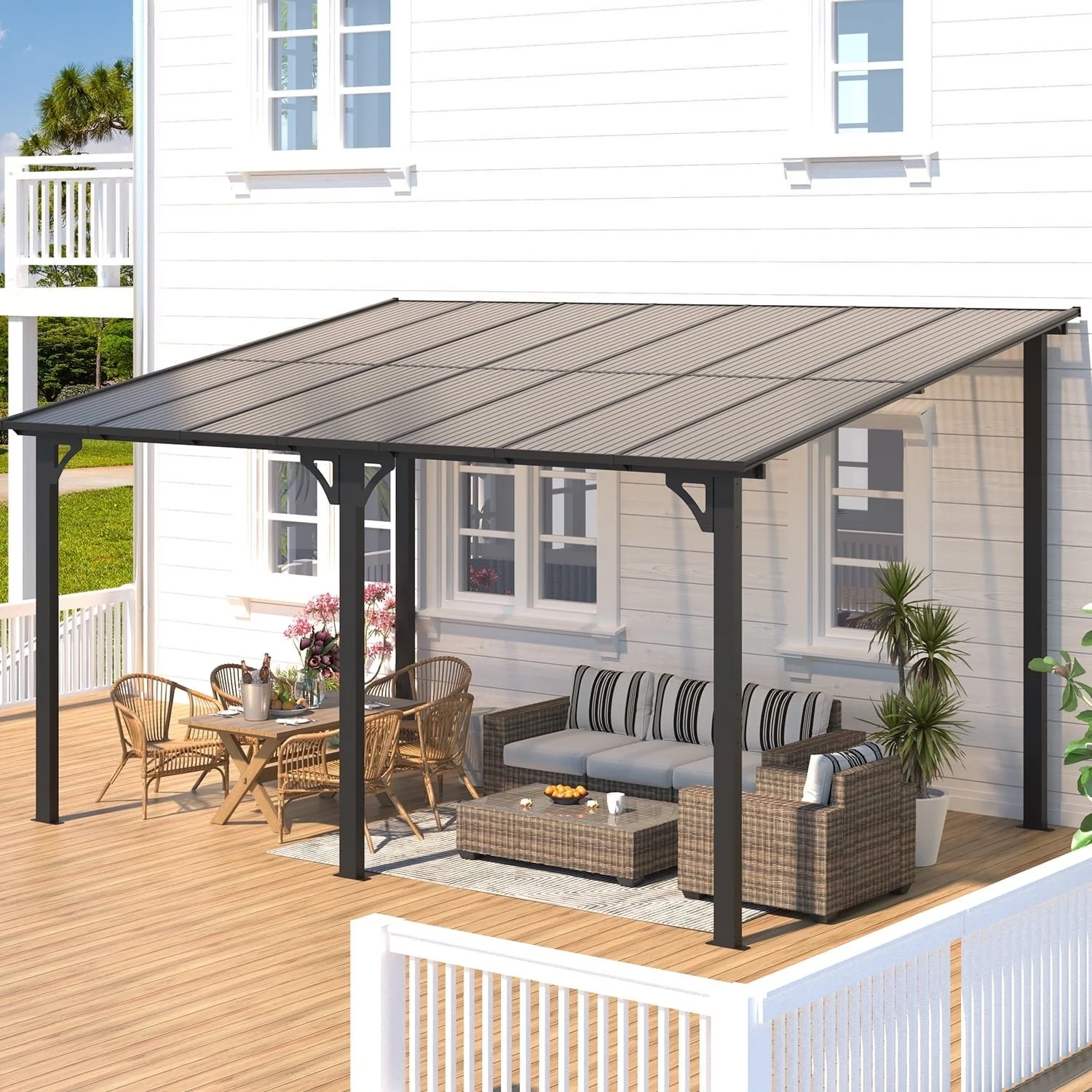 d1-5-1-1-1 Aecojoy 10 ft. x 14 ft. Dark Gray Aluminums Patio Covers - Image 1