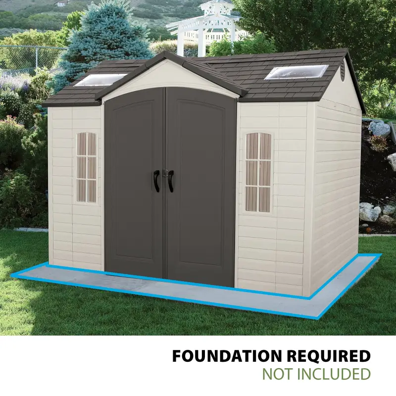 f1-25-1-1 Lifetime Lockable Polyethylene Outdoor Storage Shed, 10′ x 8′, Tan & Browns (60005) - Image 1