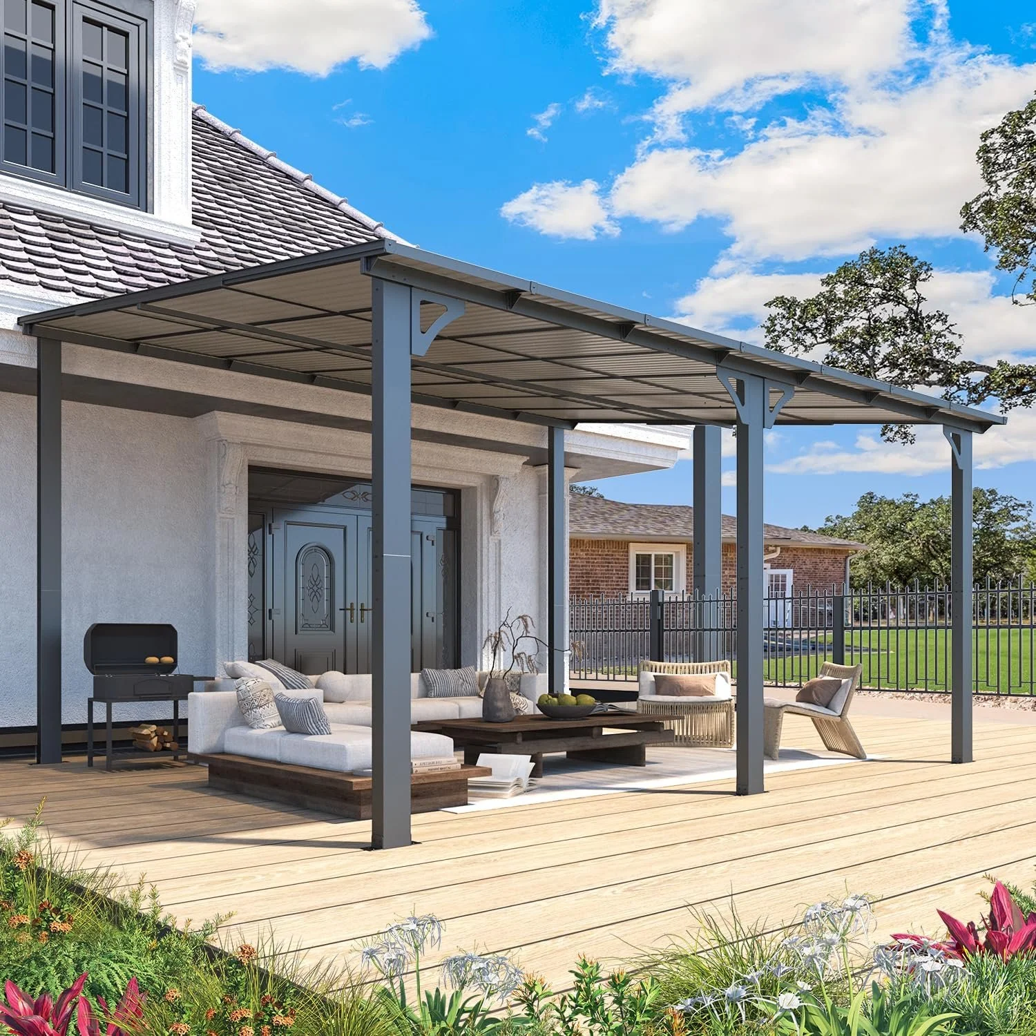 f1-5-1-1-1 Aecojoy 14×12 ft Aluminum Pergola with Canopys - Image 1