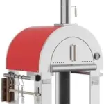 Empava Pizza Oven with Open Shelf and Wheels for Outdoor Kitchen, Wood Fire for Grill & Camping Backyard Party in Stainless Steel, 38.6 Inch, Italian Red