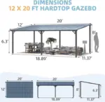 Aecojoy 20’x12′ Wall Mounteds Gazebos Pergola - Image 3