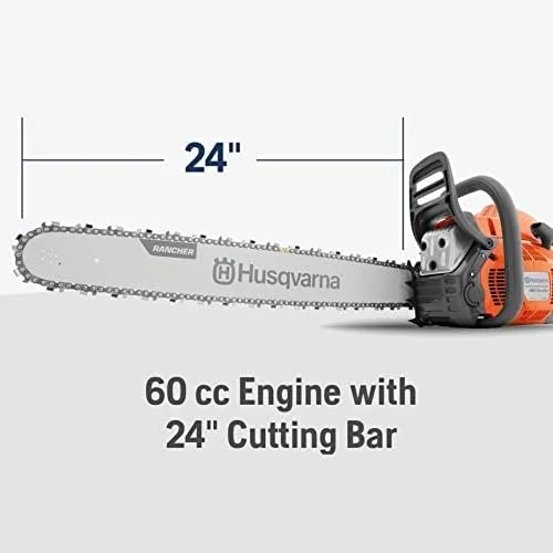 huq1-2-1 Husqvarna 460 Rancher Gas Powered Chainsaw, 60.3-cc 3.6-HP, 2-Cycle X-Torq Engine, 24 Inch Chainsaw with Automatic Adjustable Oil Pump, For Wood Cutting, Tree Trimming and Land Clearings - Image 1