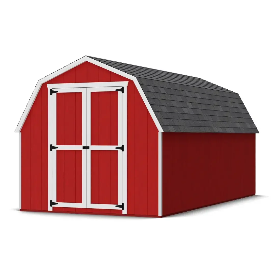 i1-20-1-1 Little Cottage Co. 8 x 16 Foot Value Gambrel Barn with 4 Foot Sidewalls – Precut Kits - Image 1