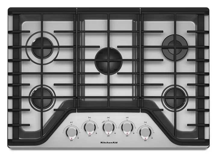 jj44-1-1 KitchenAid 30″ 5-Burner Gas Cooktops KCGS350ESS - Image 1