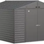 Arrow Select 10′ x 12′ Outdoor Lockable Steel Storage Shed Building, Charcoals