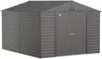 Arrow Select 10′ x 12′ Outdoor Lockable Steel Storage Shed Building, Charcoals