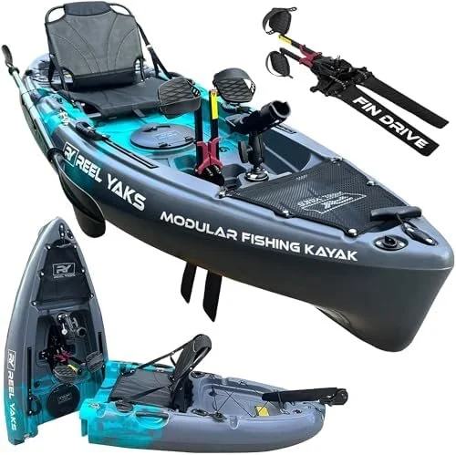 m1-11-1-1 Reel Yaks Raptor Modular Fishing Kayak – 9.5ft Lightweight Sit On Top Kayak for Adults & Youth – Stable & Portable, Ideal Space-Saving Design for Travels – 380lbs Capacity - Image 1