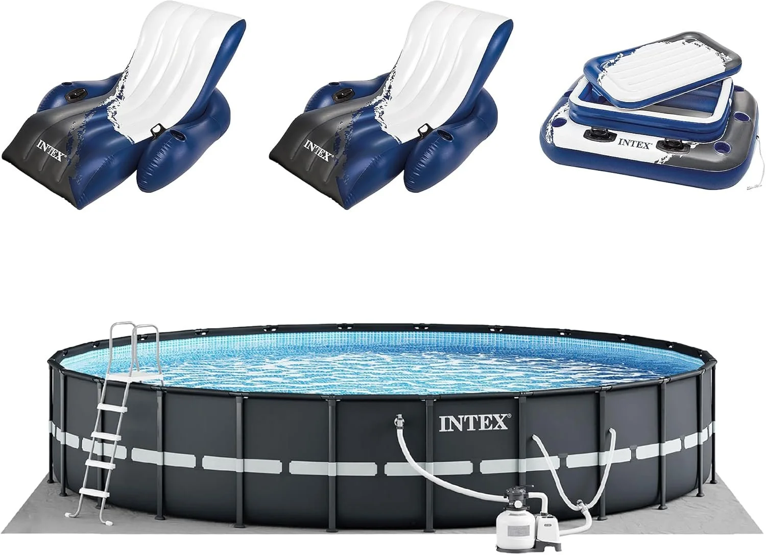 m1-13-1-1 Intex Ultra XTR Round Frame Pool with Pumps, Cooler, and Floats (2 Packs) - Image 1