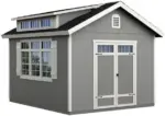 Handy Home Products Windemere 10×12 Do-it-Yourself Wooden Storage Shed with Floor, Beiges