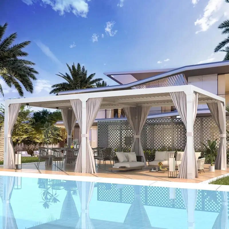 u1-7-1-1 EROMMY 12’x24′ Outdoor Louvered Pergola Gazebos - Image 1