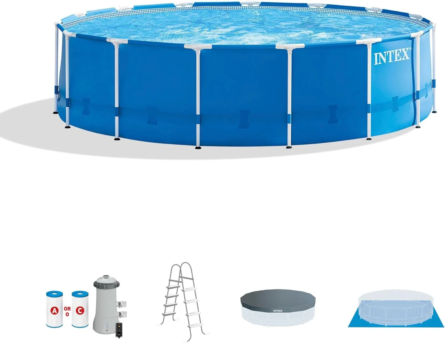 v1-11-1-1 Intex 15′ x 48′ Metal Frame Above Ground Pool Sets - Image 1