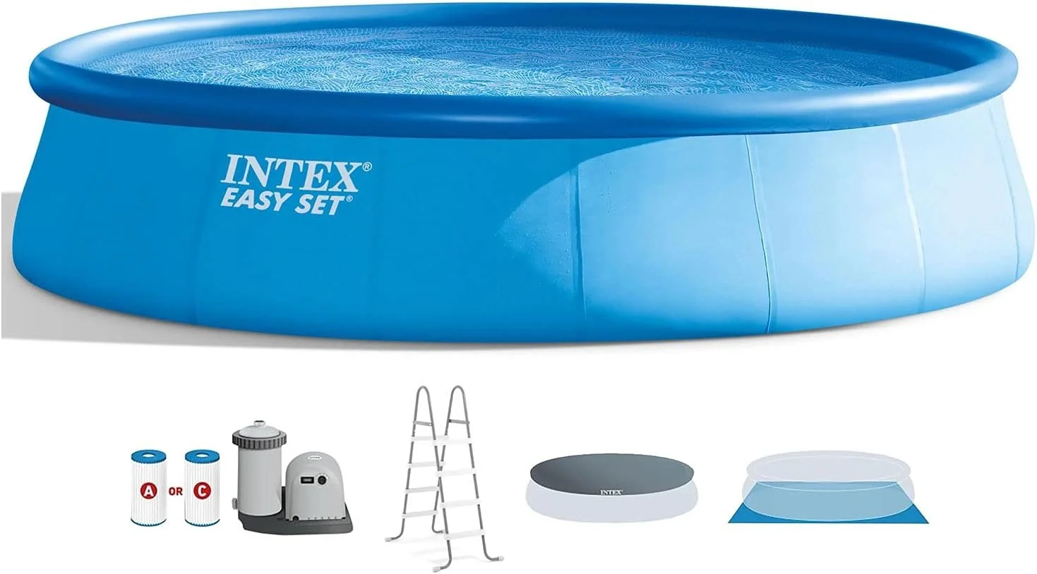 z1-11-1-1 Intex 18′ x 48″ Inflatable Above Ground Swimming Pool with Ladder, Pumps - Image 1